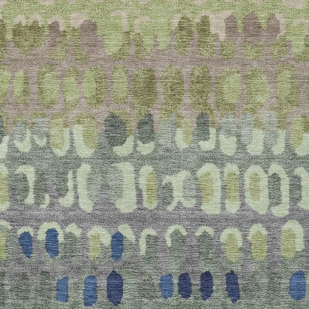 8' X 10' Green And Fern Green Geometric Washable Indoor Outdoor Area Rug Homeroots Outdoor