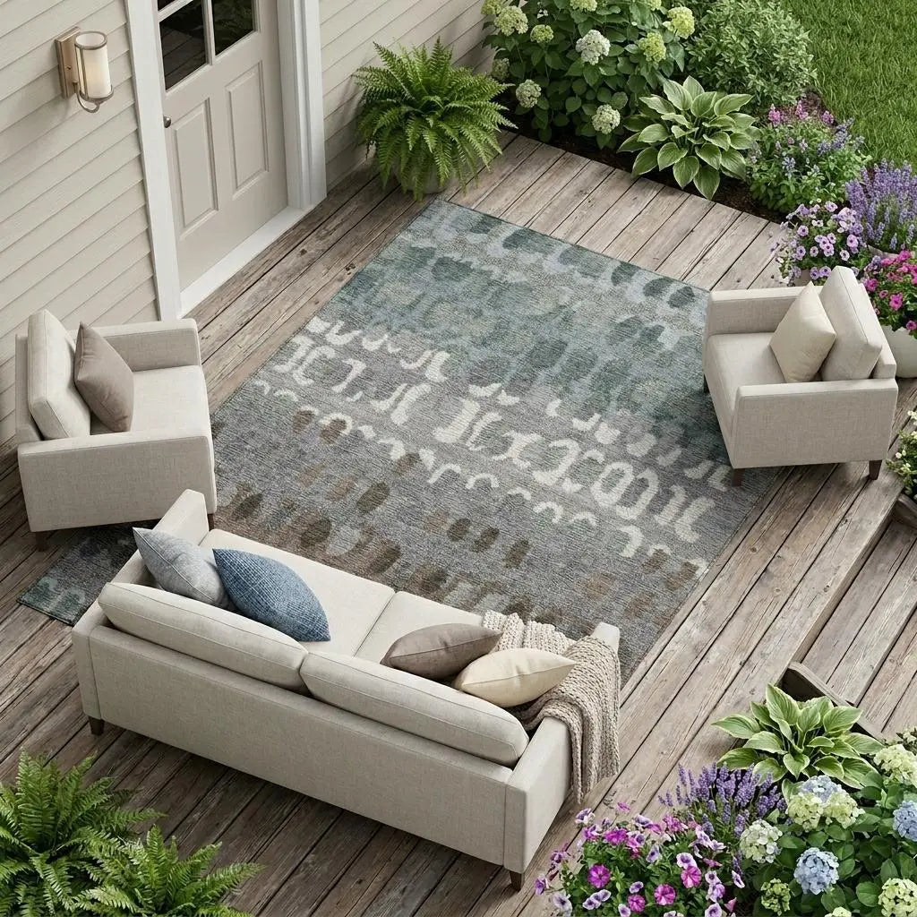 8' X 10' Green And Fern Green Geometric Washable Indoor Outdoor Area Rug Homeroots Outdoor