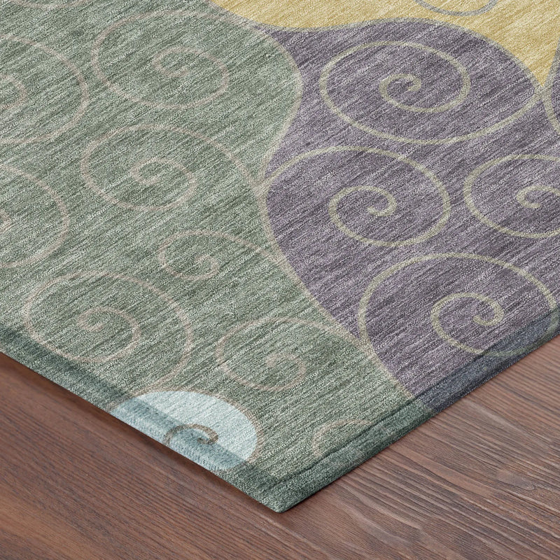 8' X 10' Green And Gold Abstract Washable Indoor Outdoor Area Rug Homeroots Outdoor