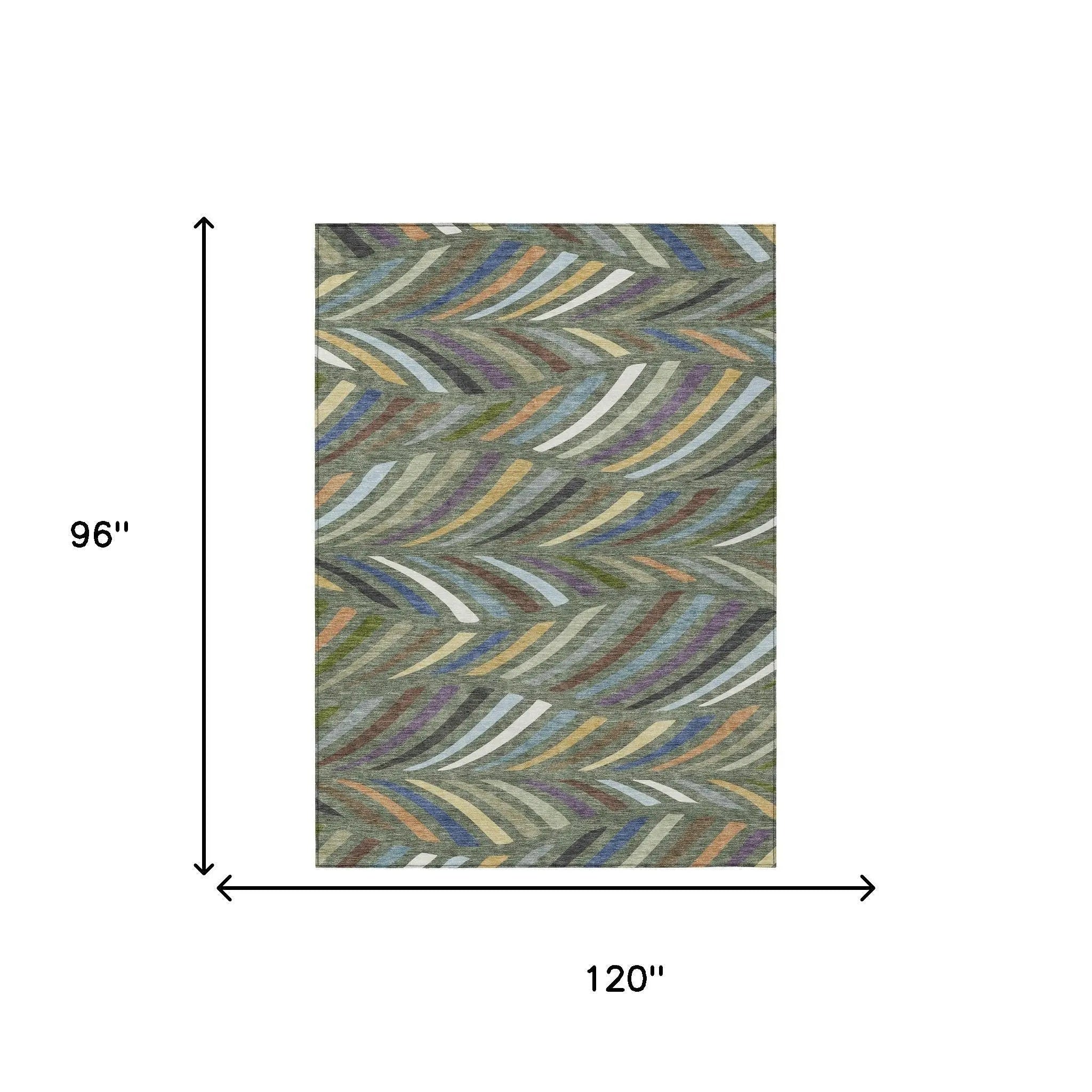8' X 10' Green And Gold Abstract Washable Indoor Outdoor Area Rug Homeroots Outdoor