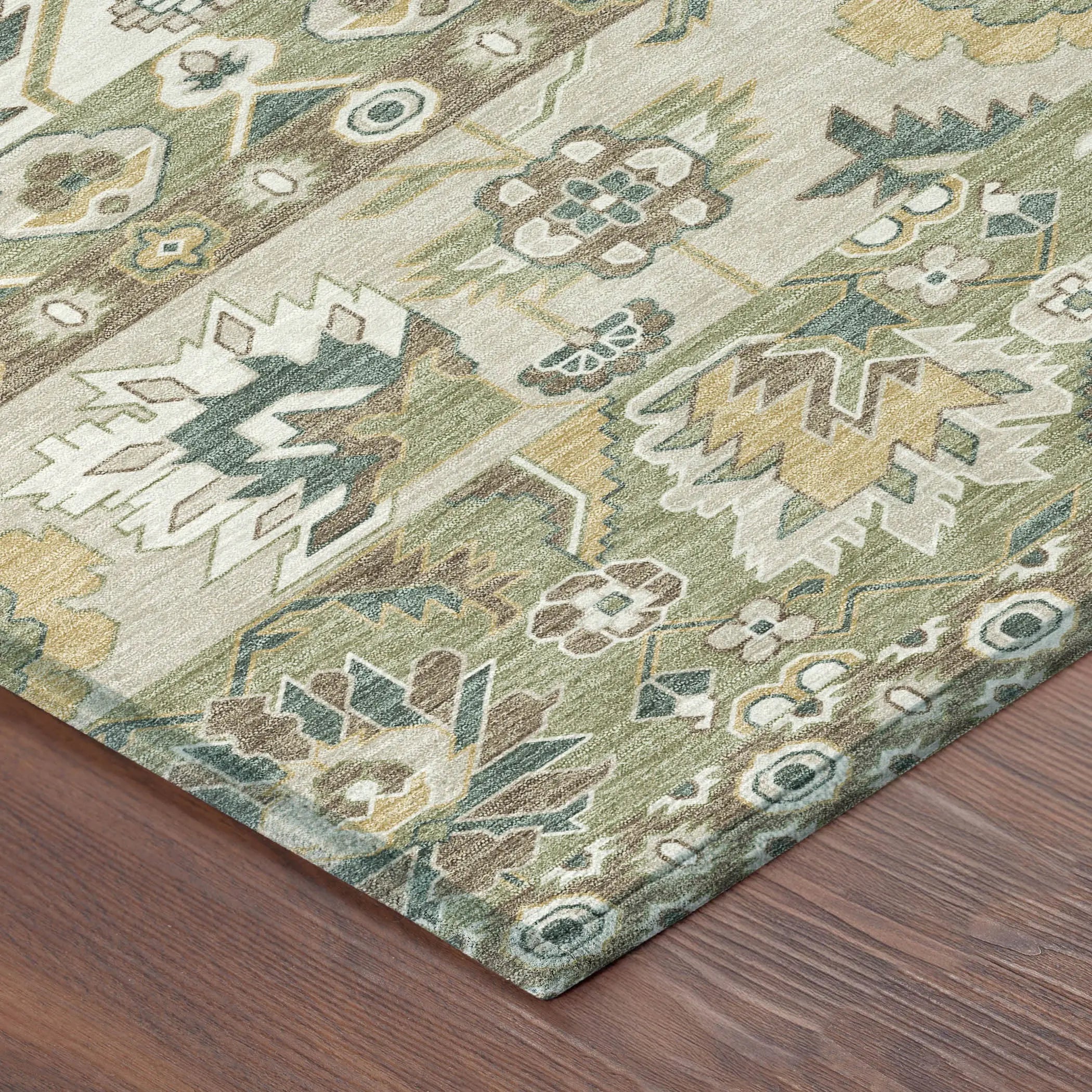 8' X 10' Green And Gold Cactus Washable Indoor Outdoor Area Rug Homeroots Outdoor