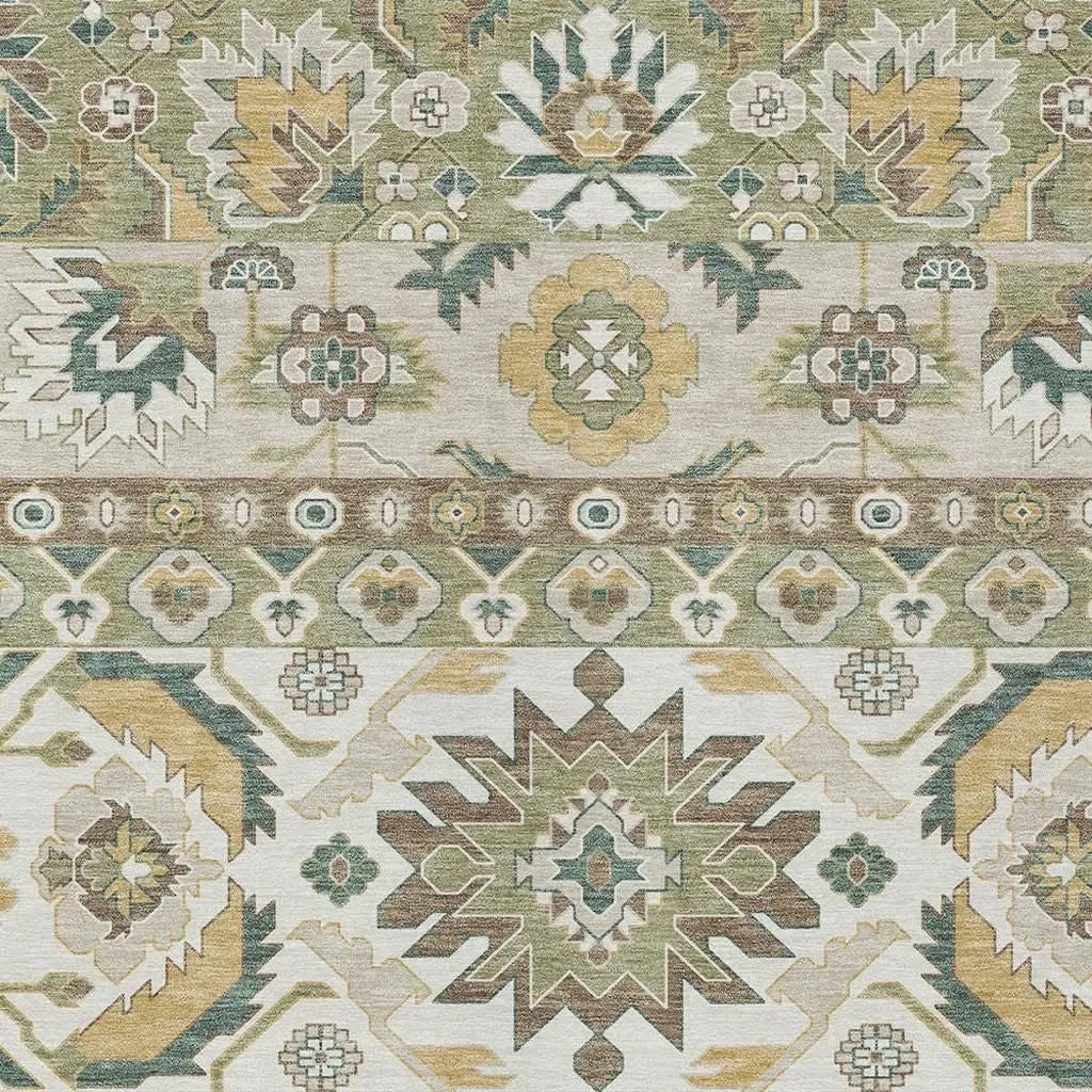 8' X 10' Green And Gold Cactus Washable Indoor Outdoor Area Rug Homeroots Outdoor