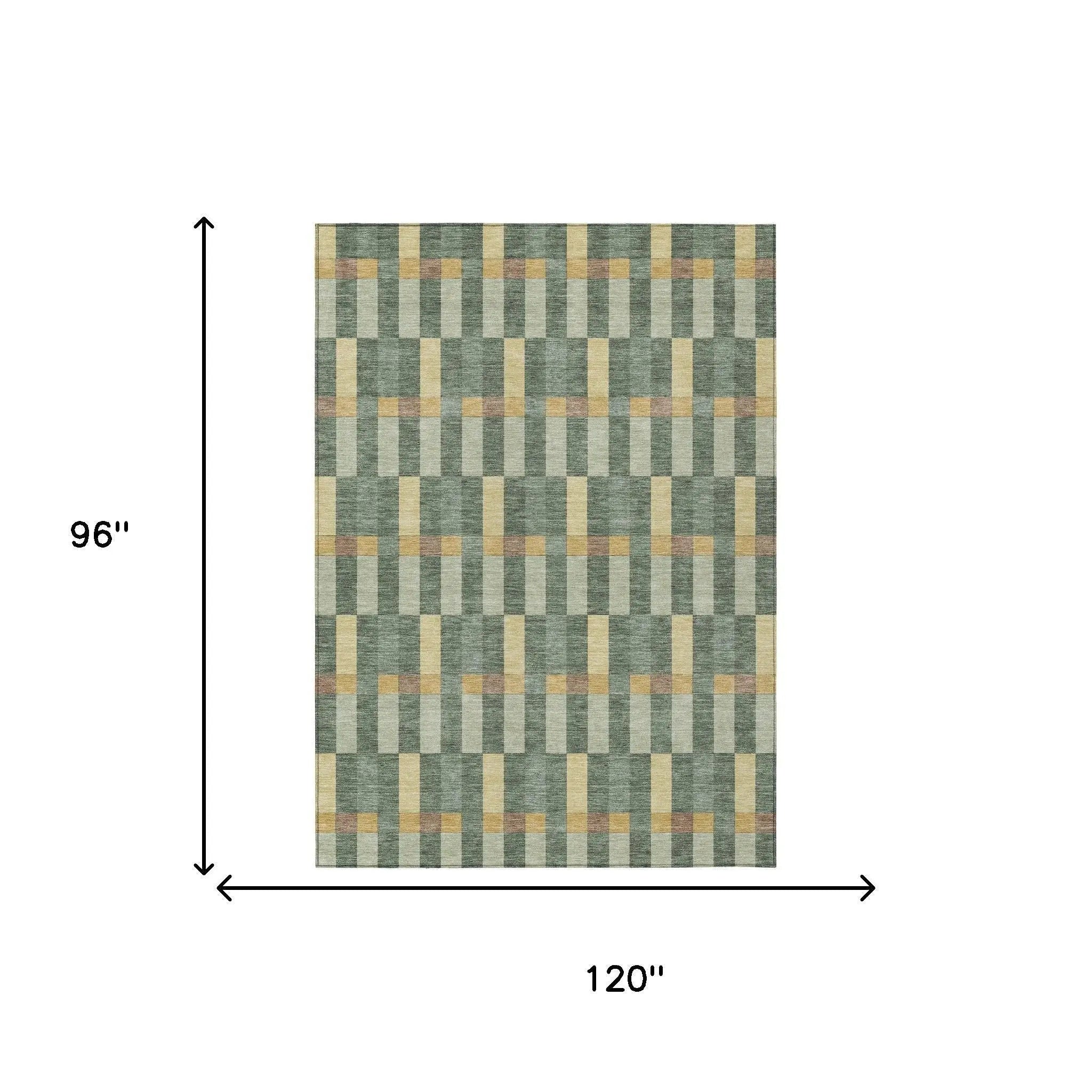 8' X 10' Green And Gold Geometric Washable Indoor Outdoor Area Rug Homeroots Outdoor
