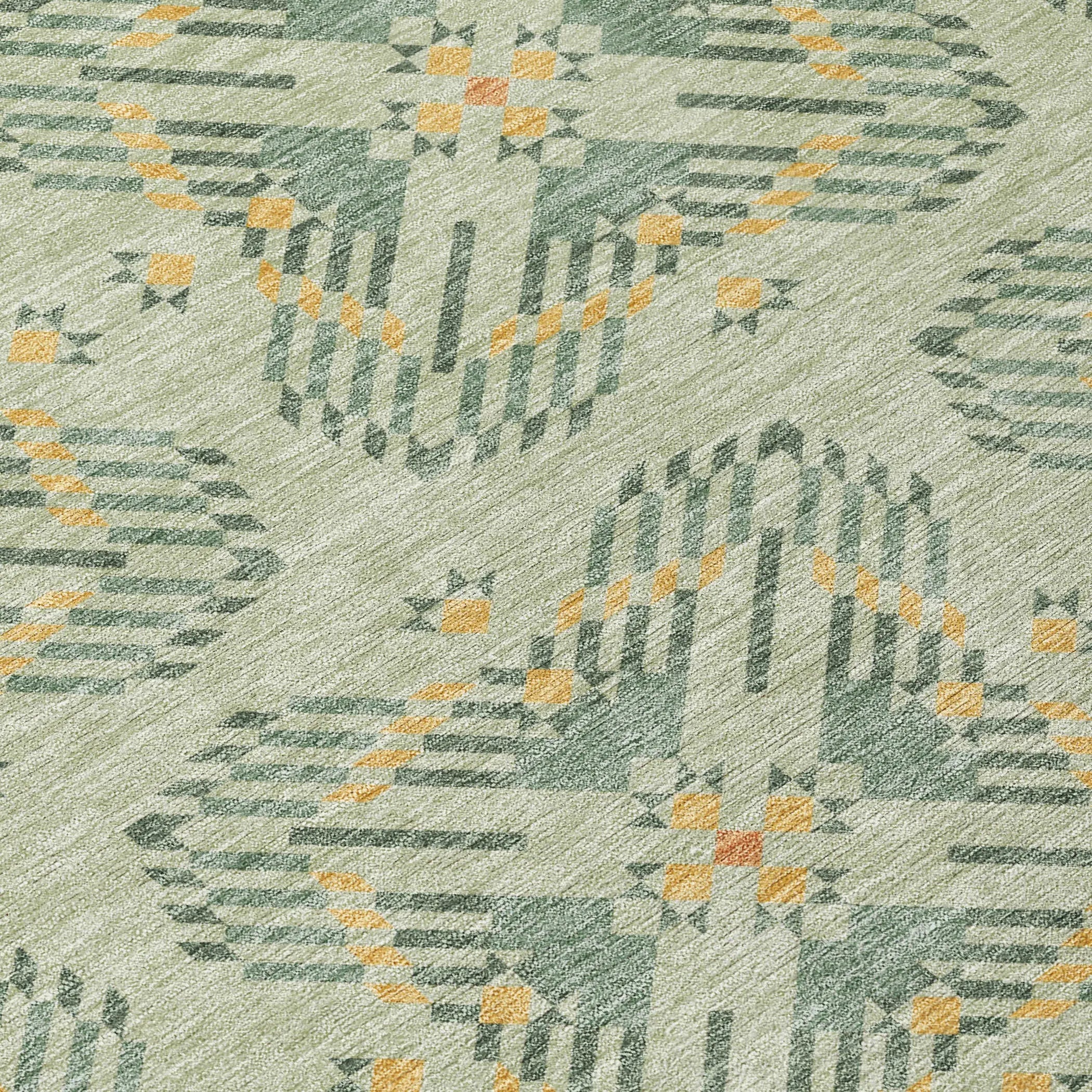 8' X 10' Green And Gold Geometric Washable Indoor Outdoor Area Rug Homeroots Outdoor
