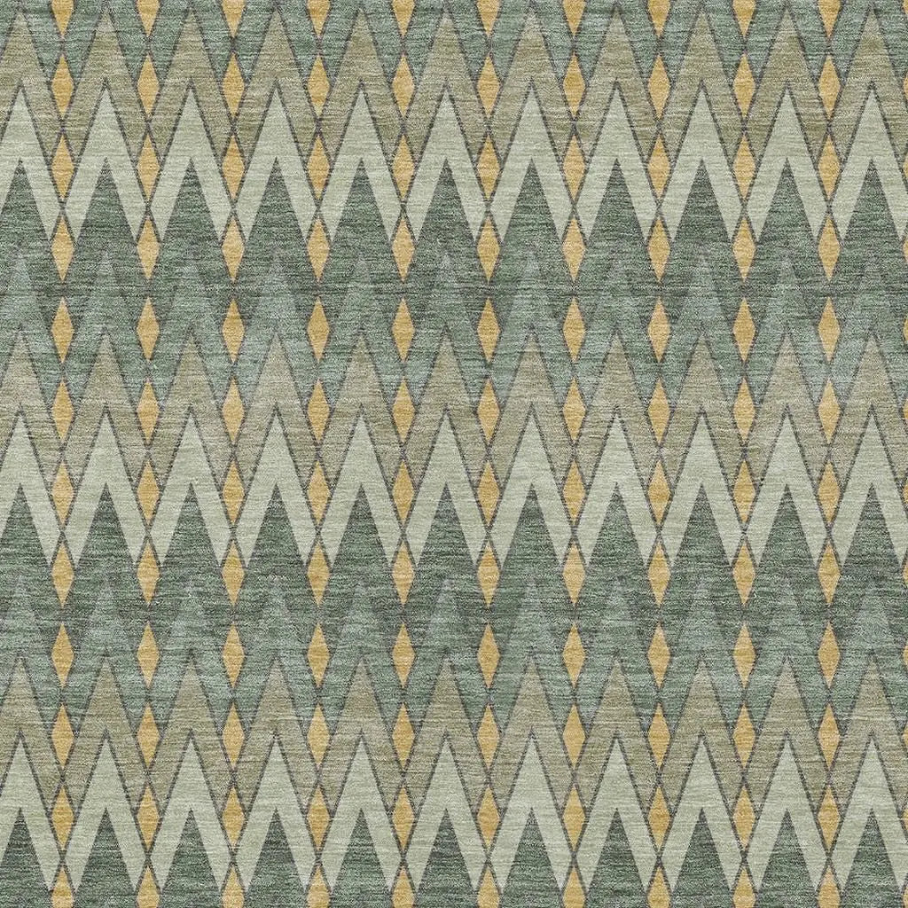8' X 10' Green And Gold Geometric Washable Indoor Outdoor Area Rug Homeroots Outdoor