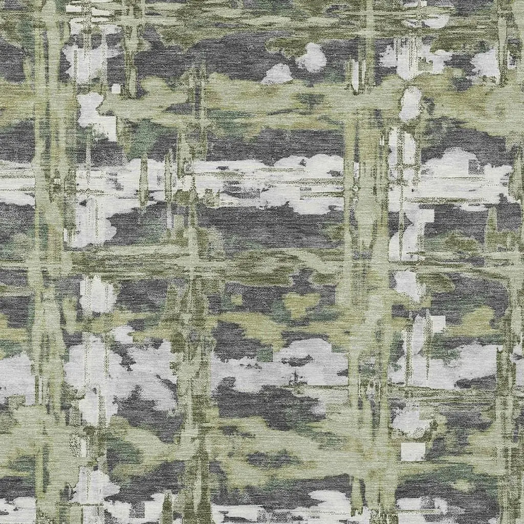 8' X 10' Green And Gray Abstract Washable Indoor Outdoor Area Rug Homeroots Outdoor