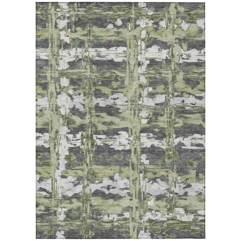 8' X 10' Green And Gray Abstract Washable Indoor Outdoor Area Rug Homeroots Outdoor