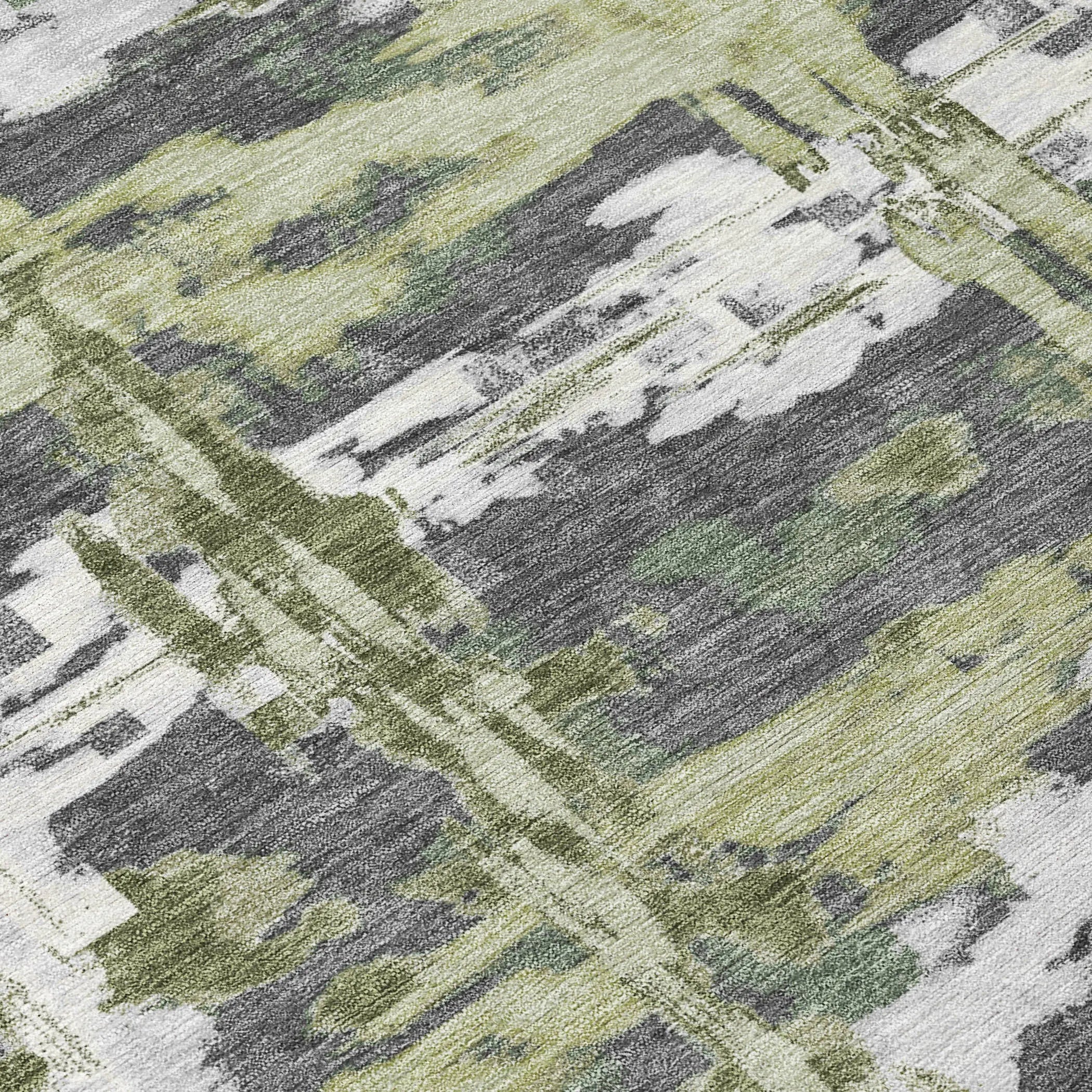 8' X 10' Green And Gray Abstract Washable Indoor Outdoor Area Rug Homeroots Outdoor