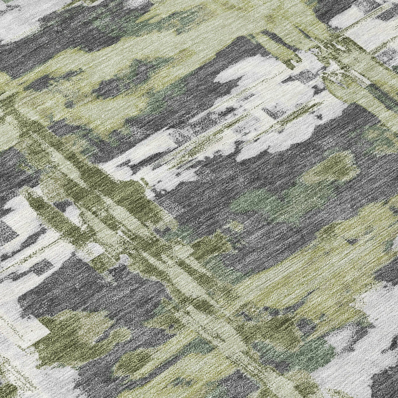 8' X 10' Green And Gray Abstract Washable Indoor Outdoor Area Rug Homeroots Outdoor