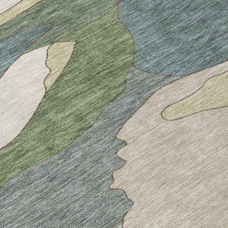 8' X 10' Green And Gray Abstract Washable Indoor Outdoor Area Rug Homeroots Outdoor