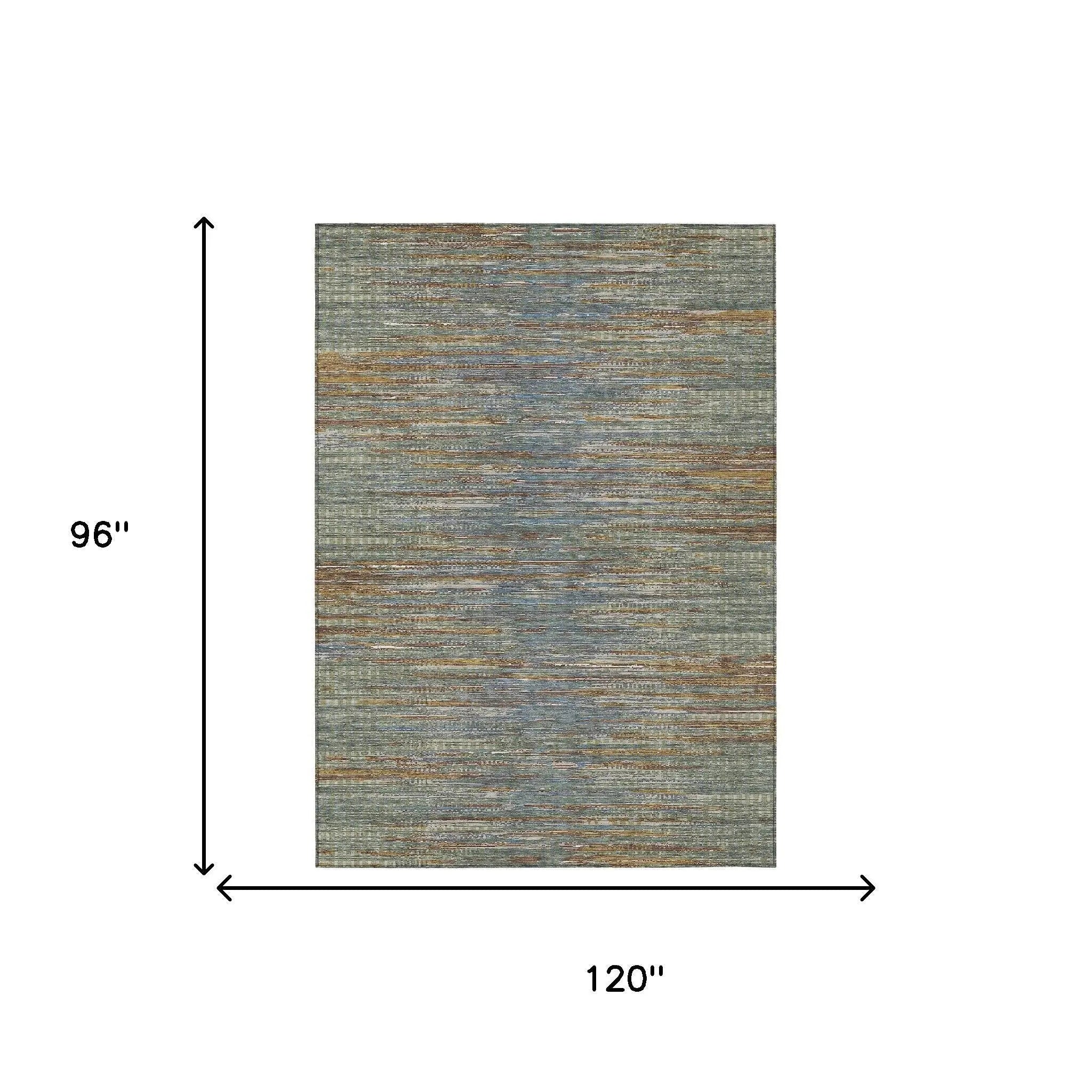 8' X 10' Green And Gray Abstract Washable Indoor Outdoor Area Rug Homeroots Outdoor