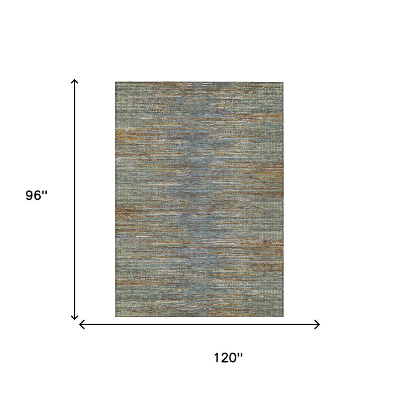 8' X 10' Green And Gray Abstract Washable Indoor Outdoor Area Rug Homeroots Outdoor
