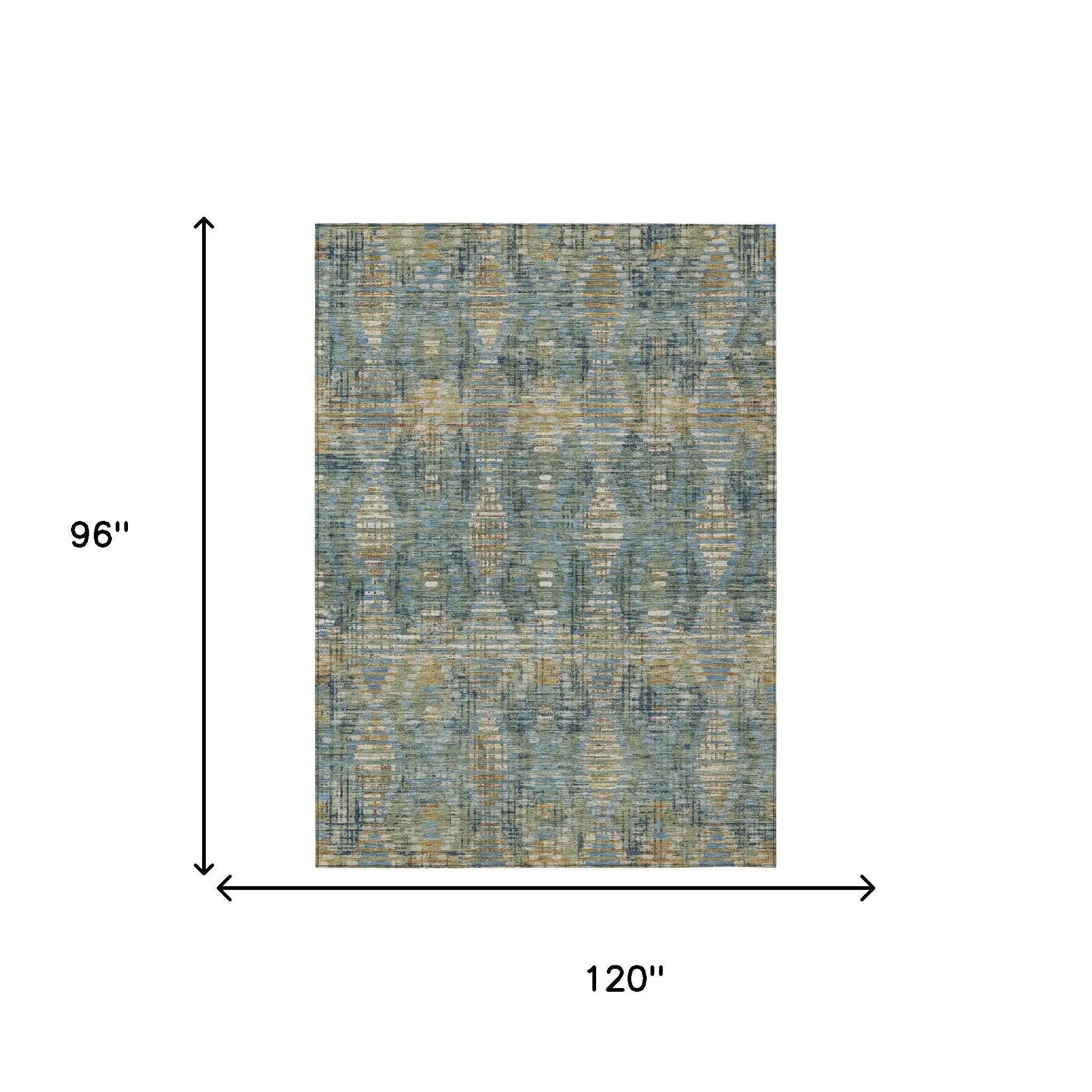 8' X 10' Green And Gray Floral Medallion Washable Indoor Outdoor Area Rug Homeroots Outdoor