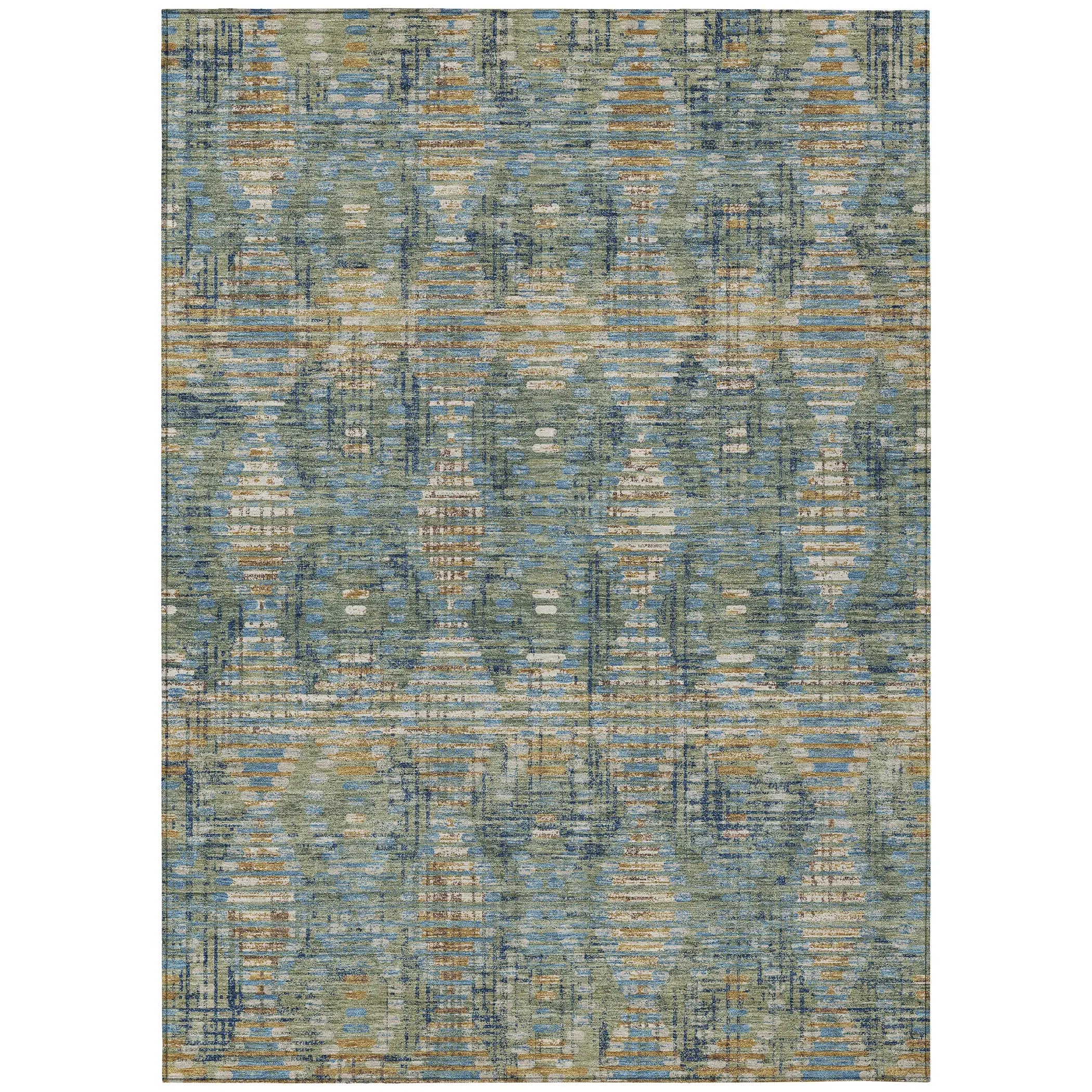 8' X 10' Green And Gray Floral Medallion Washable Indoor Outdoor Area Rug Homeroots Outdoor