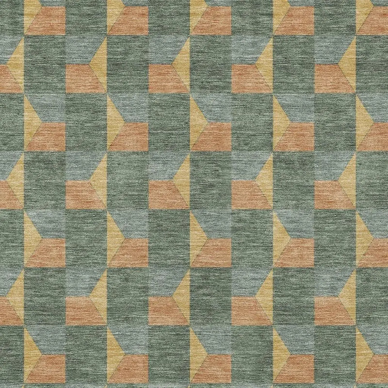 8' X 10' Green And Gray Geometric Washable Indoor Outdoor Area Rug Homeroots Outdoor