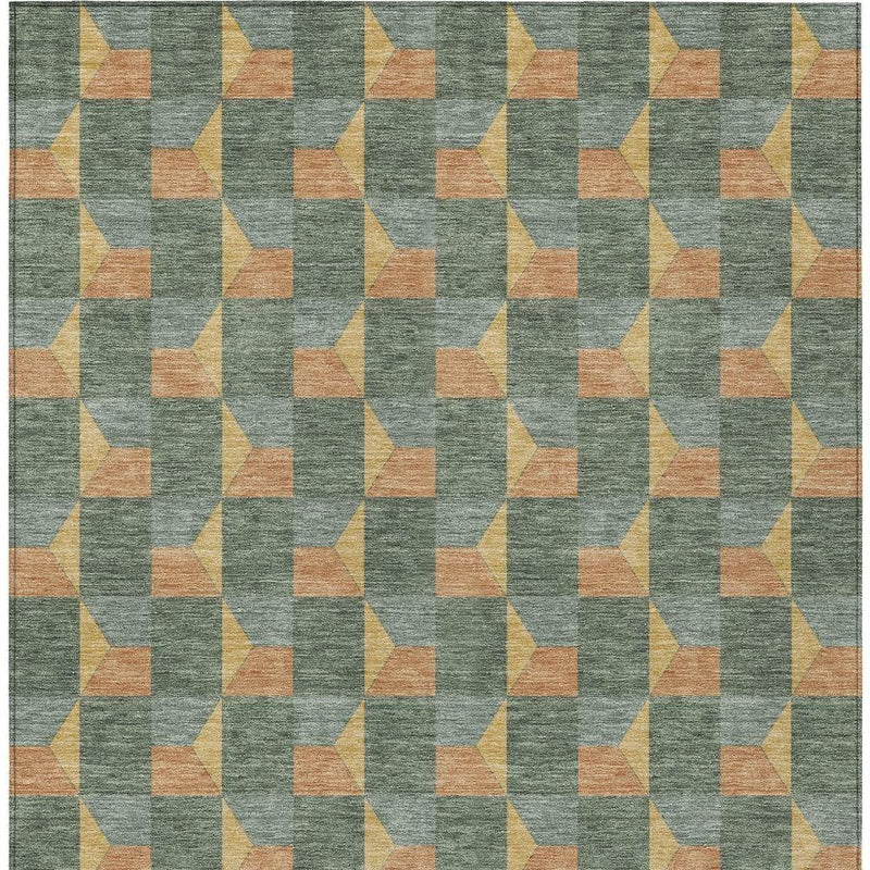 8' X 10' Green And Gray Geometric Washable Indoor Outdoor Area Rug Homeroots Outdoor