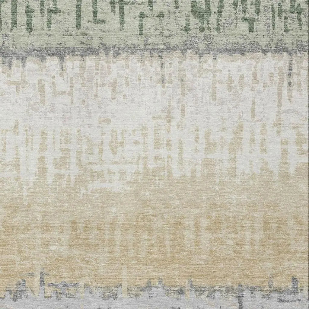 8' X 10' Green And Gray Striped Washable Indoor Outdoor Area Rug Homeroots Outdoor