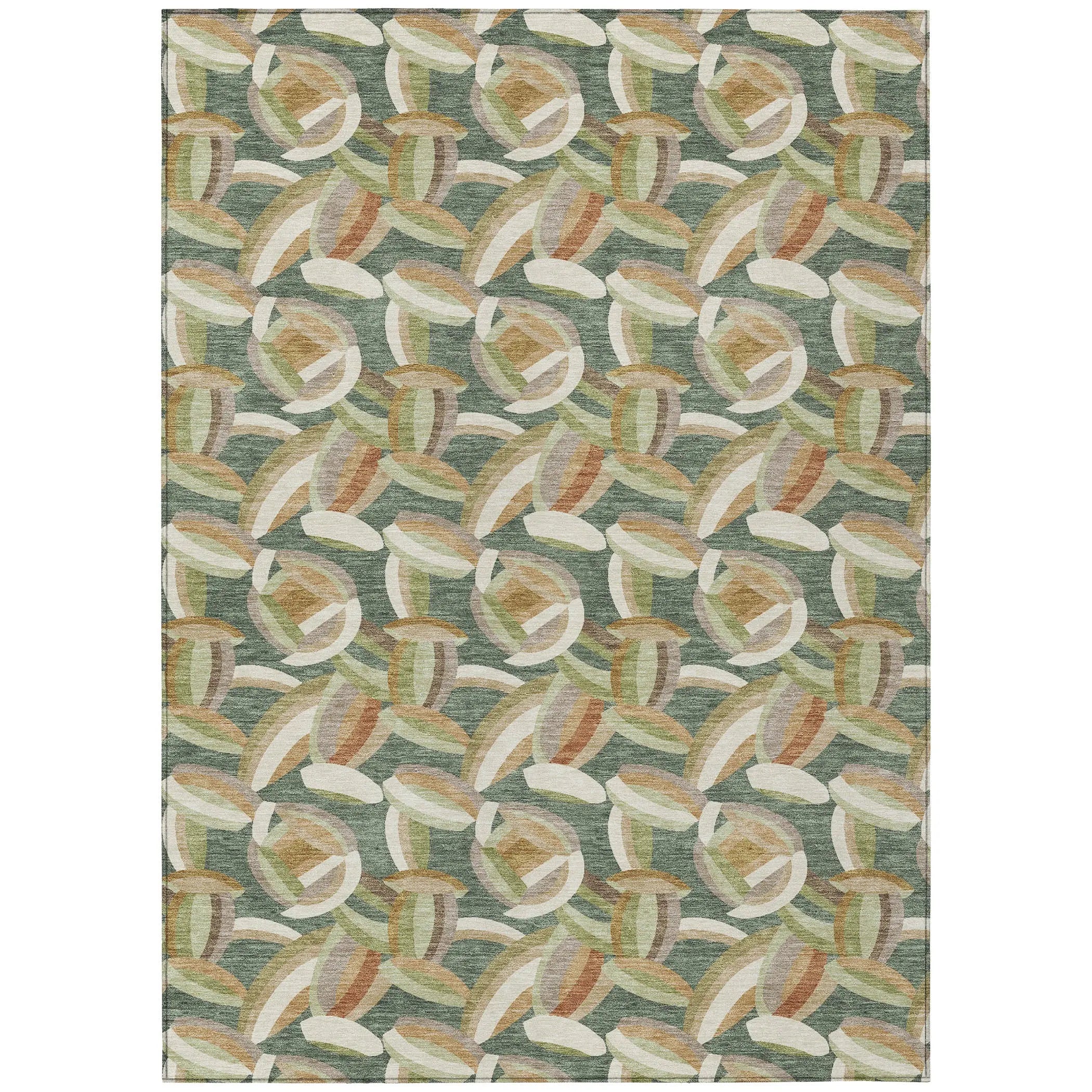 8' X 10' Green And Ivory Abstract Washable Indoor Outdoor Area Rug Homeroots Outdoor