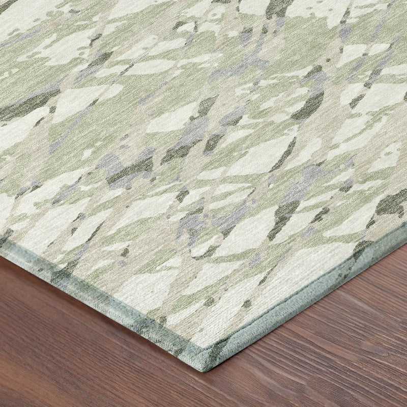 8' X 10' Green And Ivory Abstract Washable Indoor Outdoor Area Rug Homeroots Outdoor