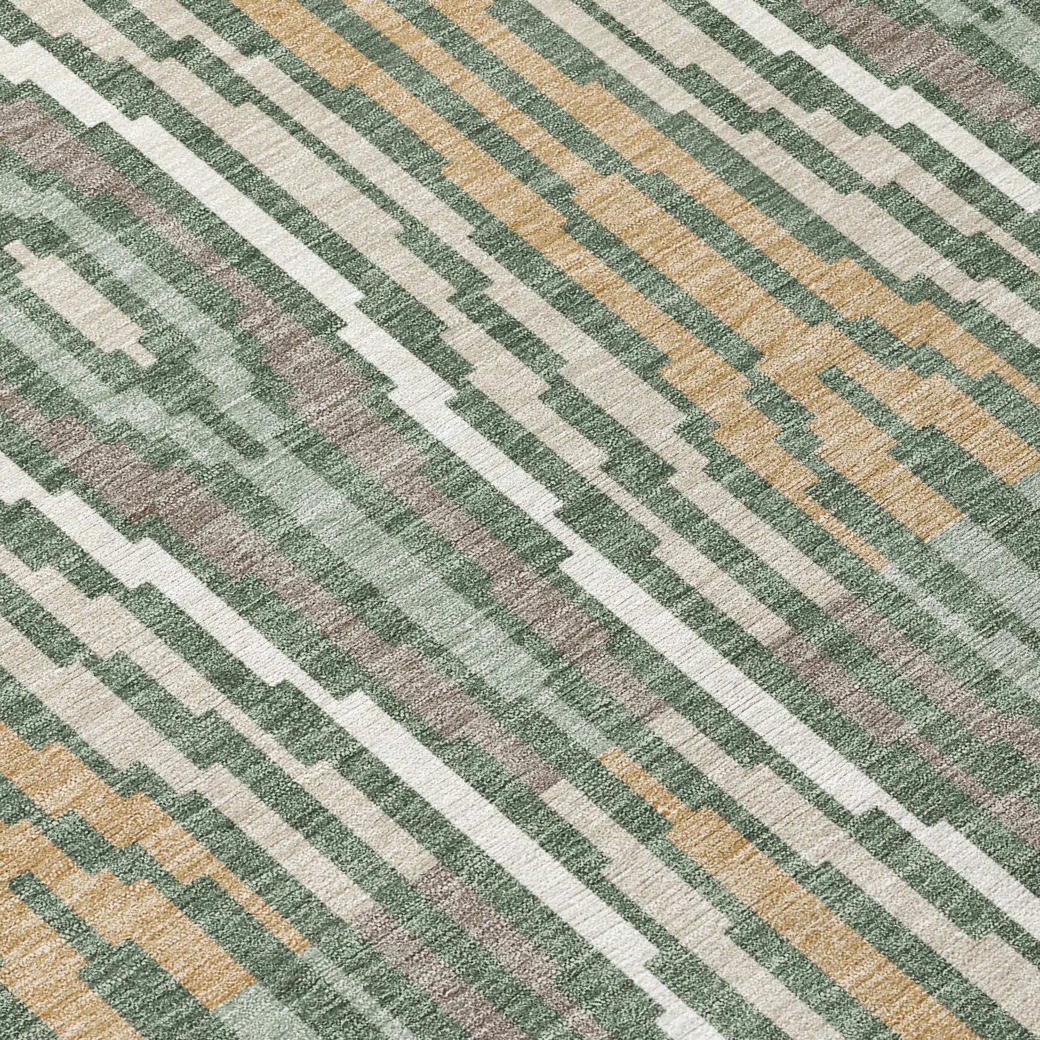 8' X 10' Green And Ivory Abstract Washable Indoor Outdoor Area Rug Homeroots Outdoor