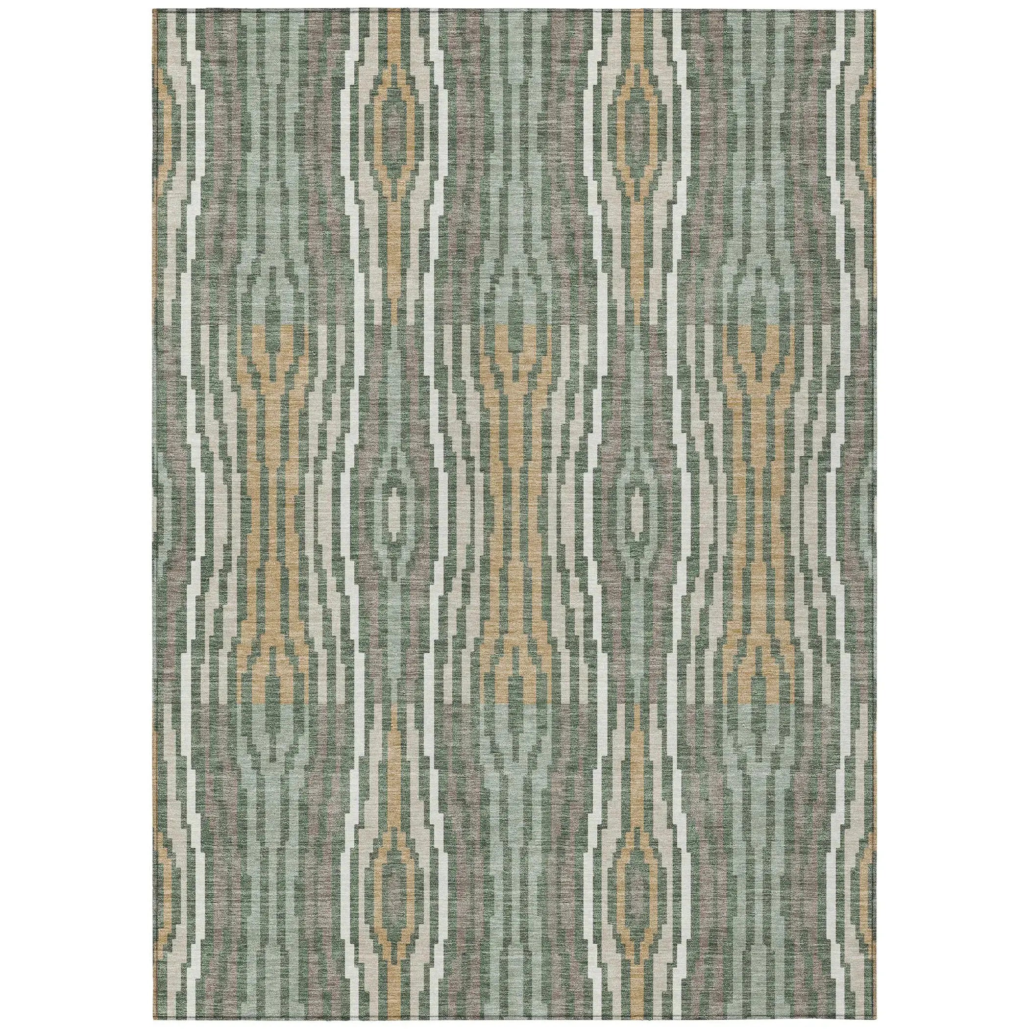 8' X 10' Green And Ivory Abstract Washable Indoor Outdoor Area Rug Homeroots Outdoor