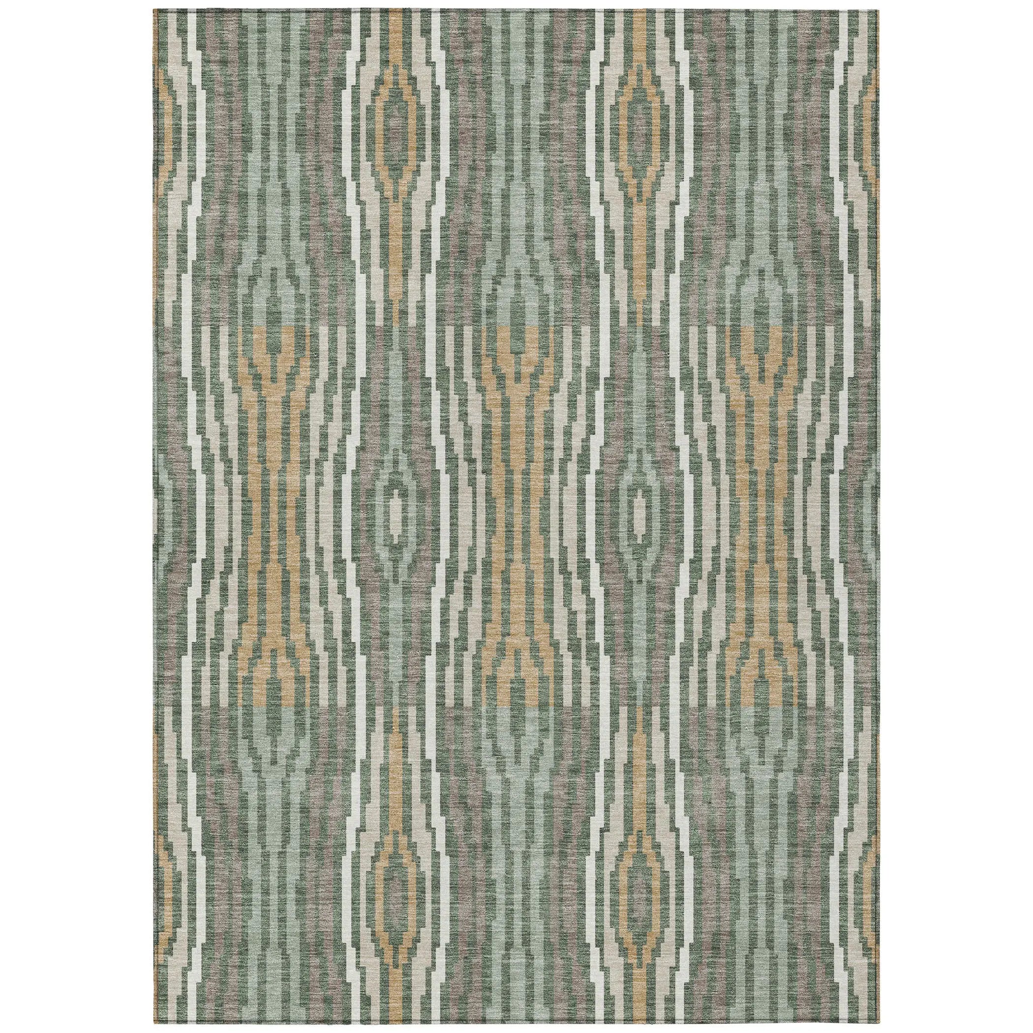 8' X 10' Green And Ivory Abstract Washable Indoor Outdoor Area Rug Homeroots Outdoor