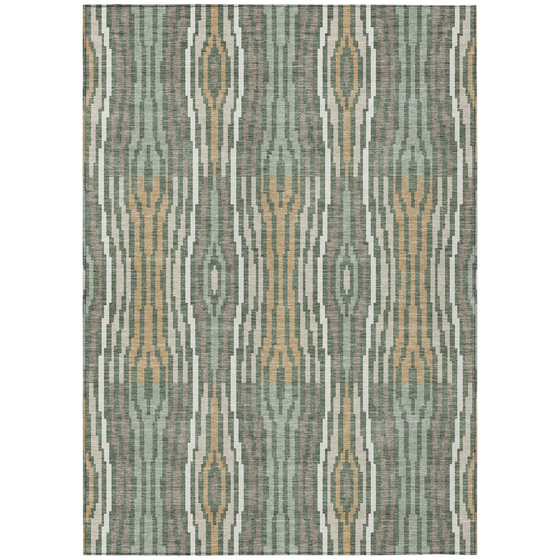 8' X 10' Green And Ivory Abstract Washable Indoor Outdoor Area Rug Homeroots Outdoor