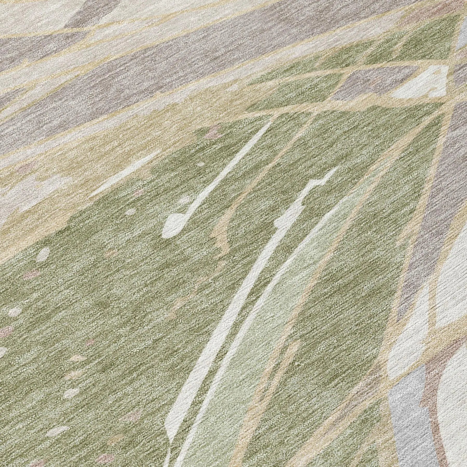 8' X 10' Green And Ivory Abstract Washable Indoor Outdoor Area Rug Homeroots Outdoor