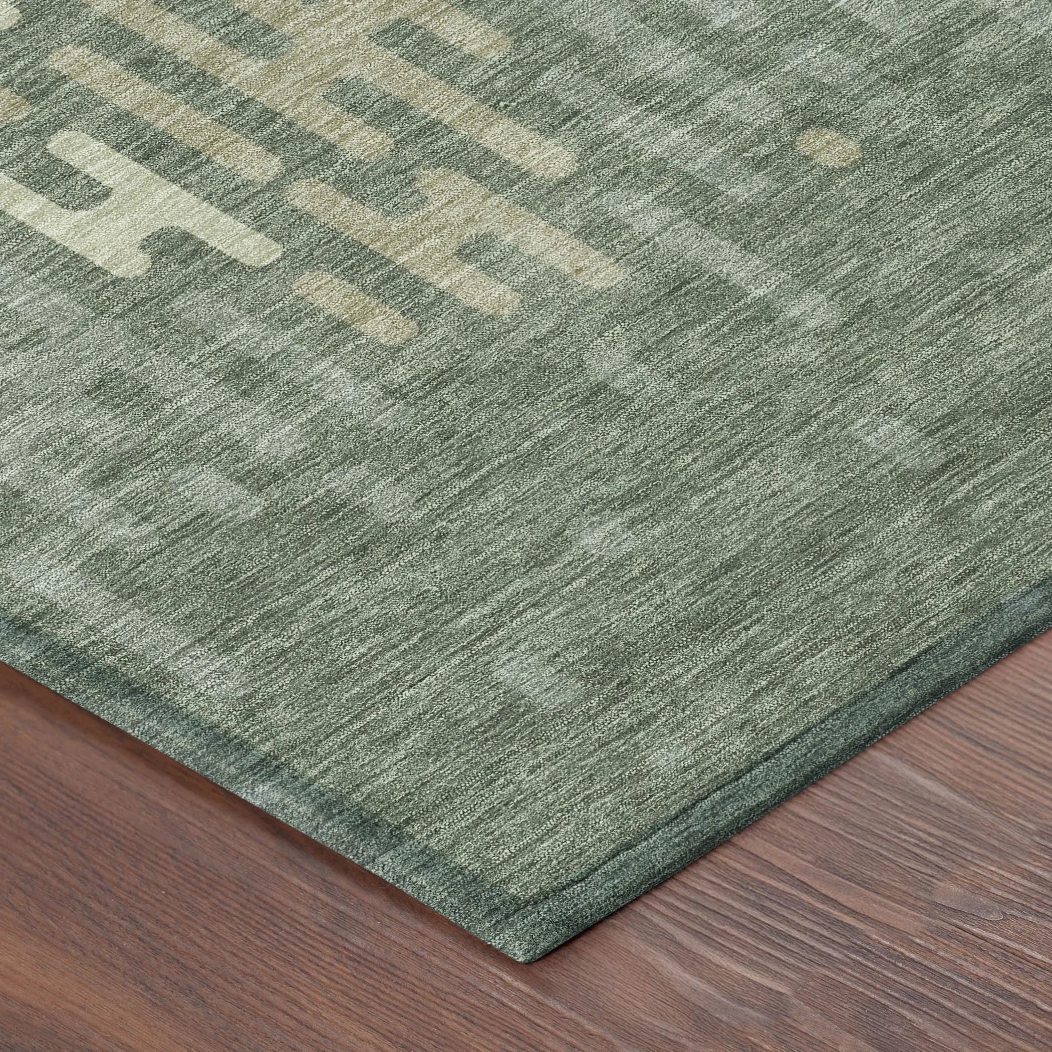 8' X 10' Green And Ivory Abstract Washable Indoor Outdoor Area Rug Homeroots Outdoor