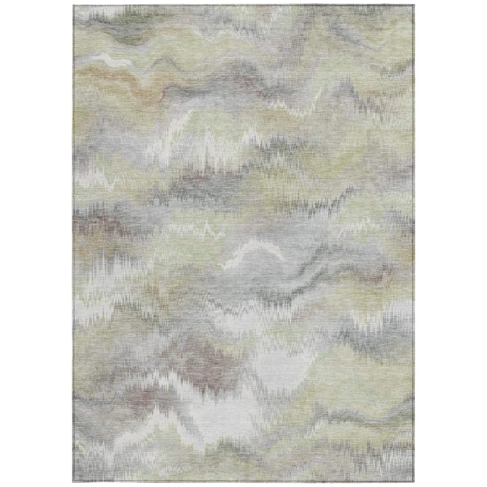8' X 10' Green And Ivory Abstract Washable Indoor Outdoor Area Rug Homeroots Outdoor