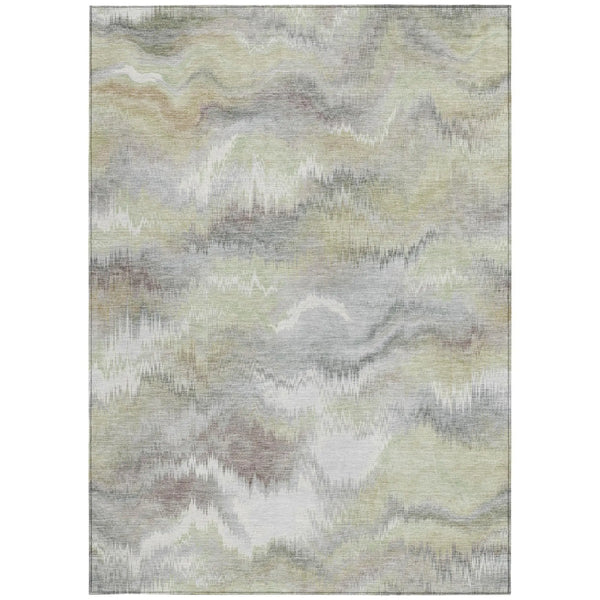 8' X 10' Green And Ivory Abstract Washable Indoor Outdoor Area Rug Homeroots Outdoor
