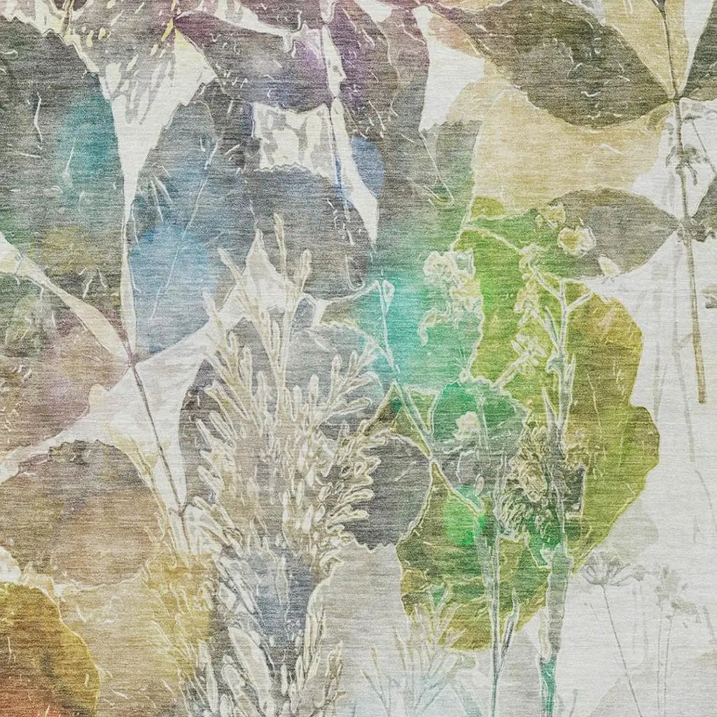 8' X 10' Green And Ivory Botanical Leaves Washable Indoor Outdoor Area Rug Homeroots Outdoor
