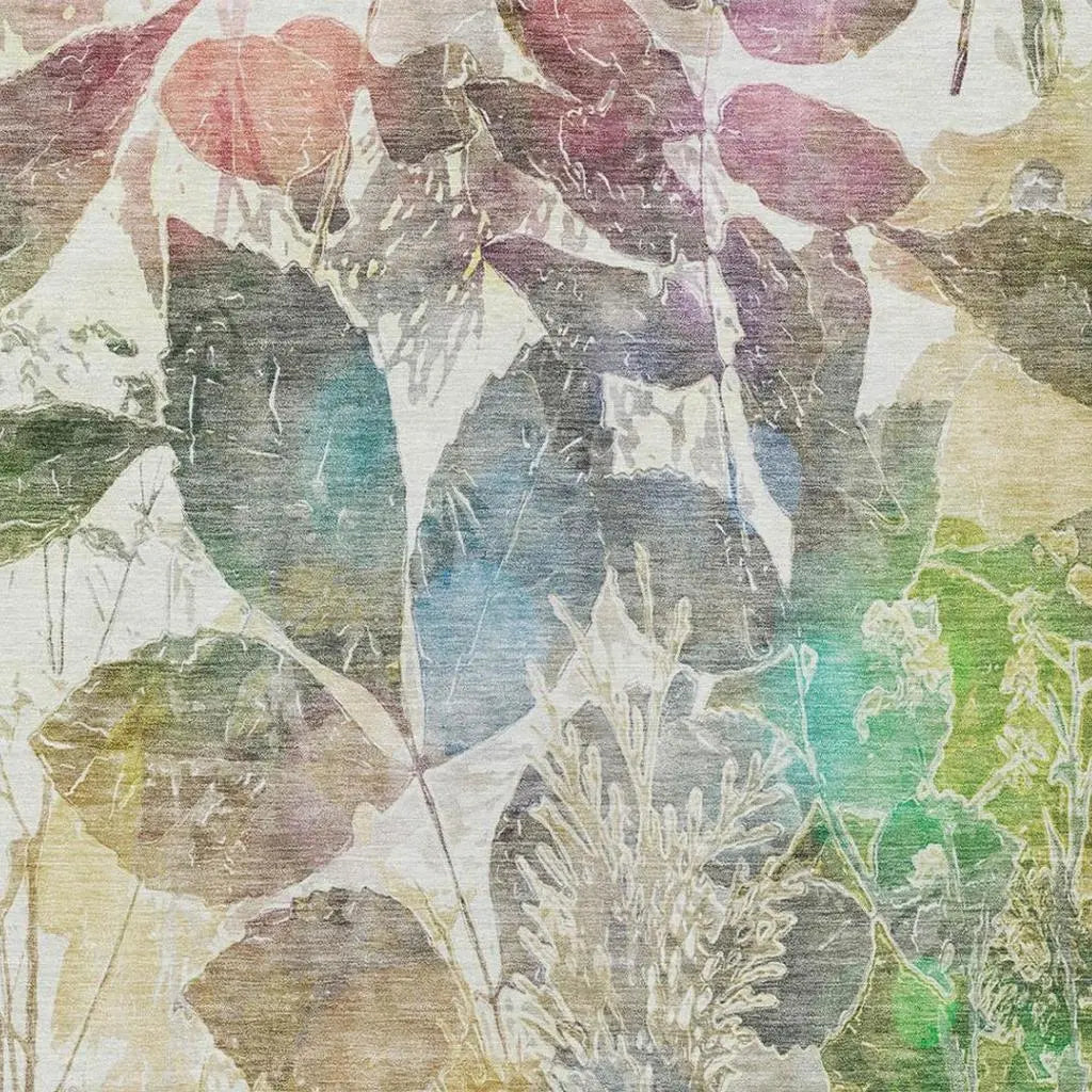 8' X 10' Green And Ivory Botanical Leaves Washable Indoor Outdoor Area Rug Homeroots Outdoor