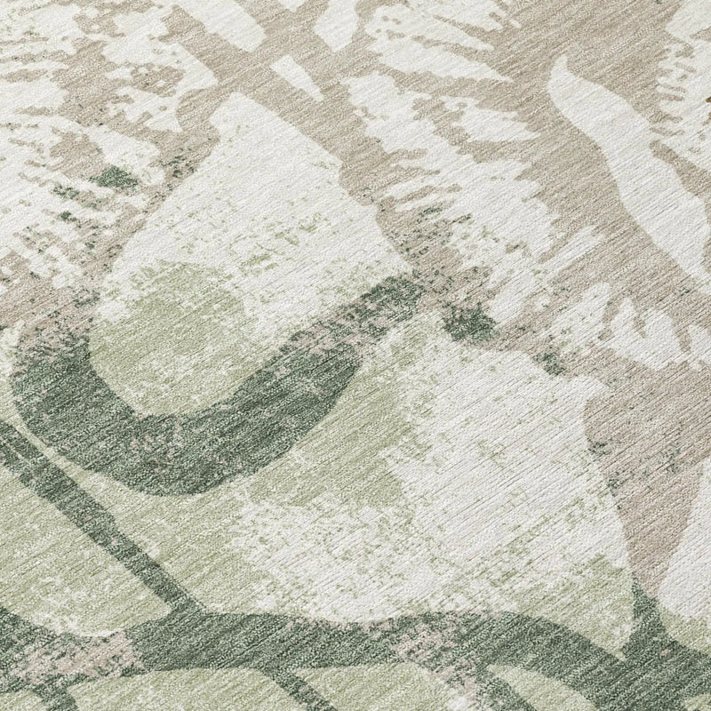 8' X 10' Green And Ivory Floral Washable Indoor Outdoor Area Rug Homeroots Outdoor