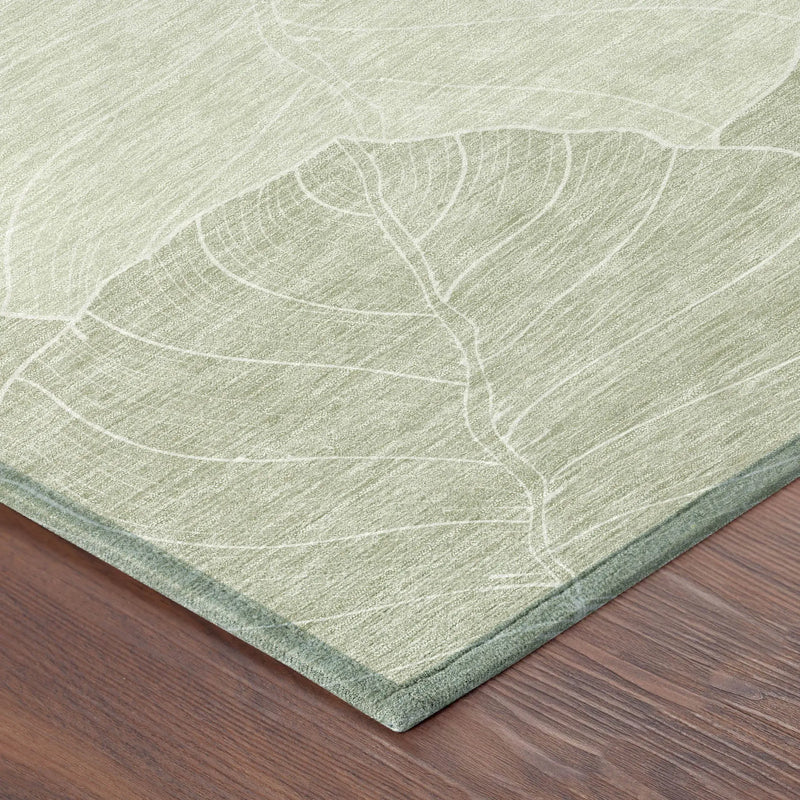 8' X 10' Green And Ivory Floral Washable Indoor Outdoor Area Rug Homeroots Outdoor
