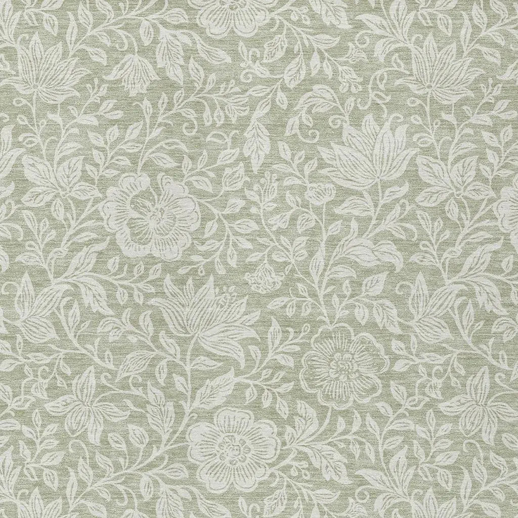 8' X 10' Green And Ivory Floral Washable Indoor Outdoor Area Rug Homeroots Outdoor