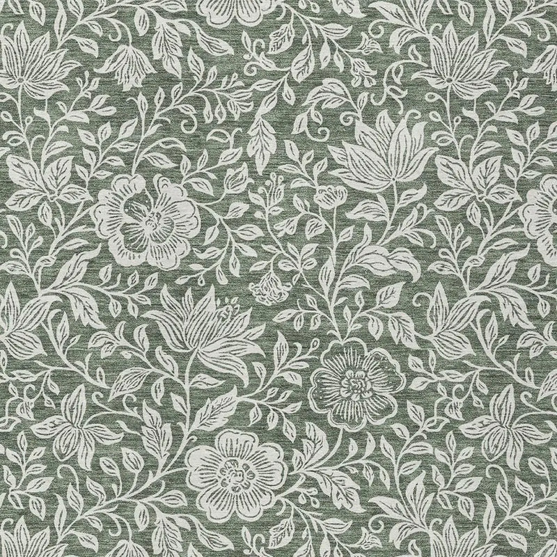8' X 10' Green And Ivory Floral Washable Indoor Outdoor Area Rug Homeroots Outdoor
