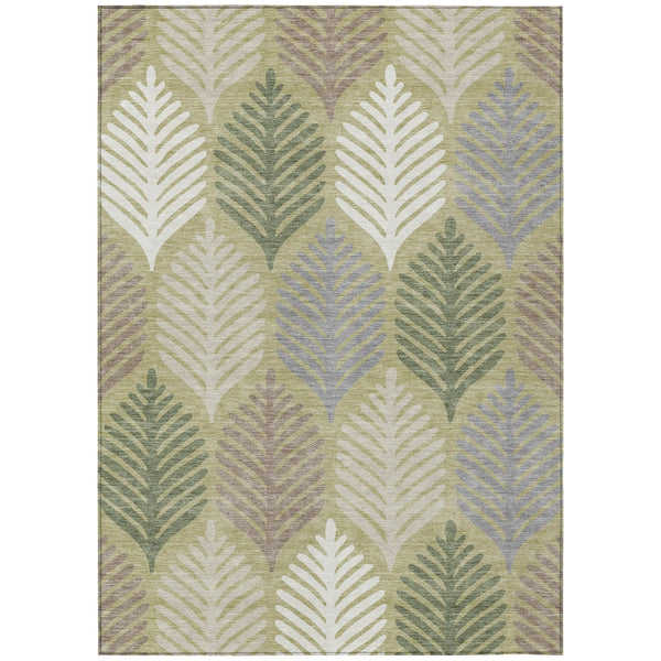 8' X 10' Green And Ivory Floral Washable Indoor Outdoor Area Rug Homeroots Outdoor