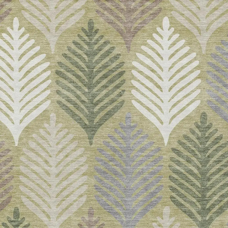 8' X 10' Green And Ivory Floral Washable Indoor Outdoor Area Rug Homeroots Outdoor