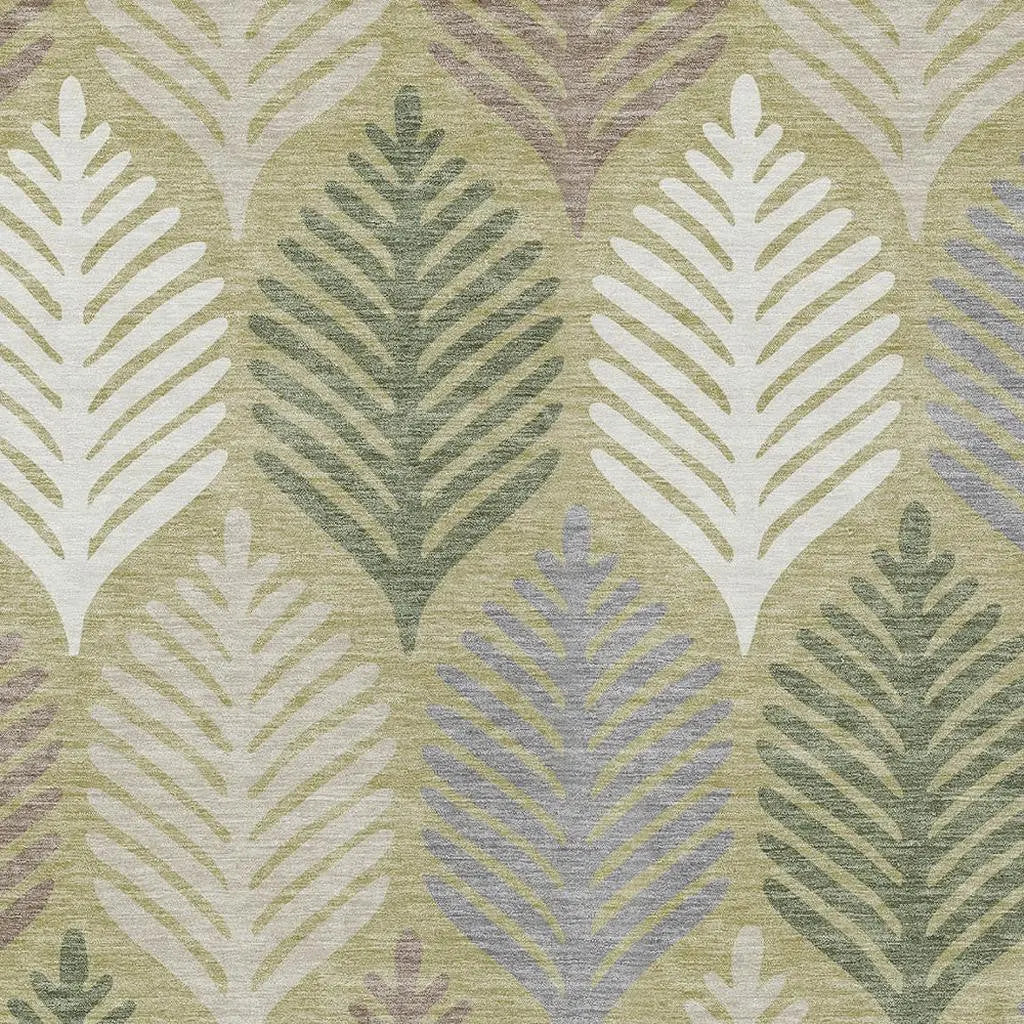 8' X 10' Green And Ivory Floral Washable Indoor Outdoor Area Rug Homeroots Outdoor