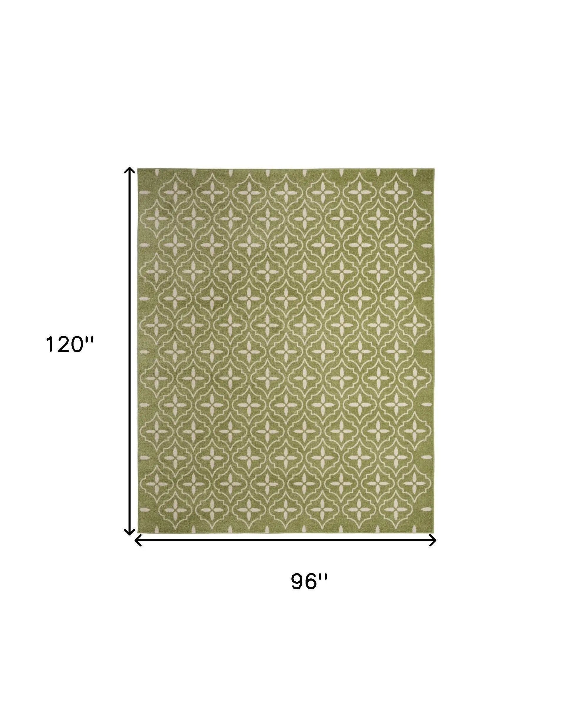 8' X 10' Green And Ivory Geometric Indoor Outdoor Area Rug Homeroots Outdoor