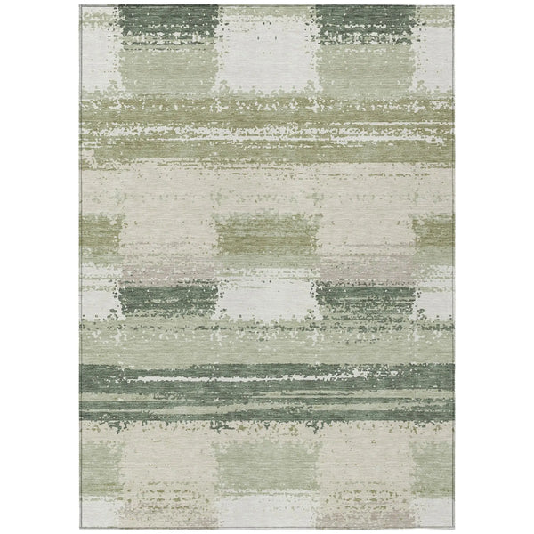 8' X 10' Green And Ivory Geometric Washable Indoor Outdoor Area Rug Homeroots Outdoor