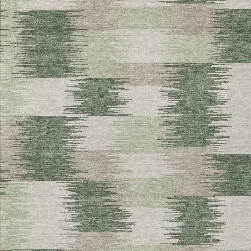 8' X 10' Green And Ivory Geometric Washable Indoor Outdoor Area Rug Homeroots Outdoor
