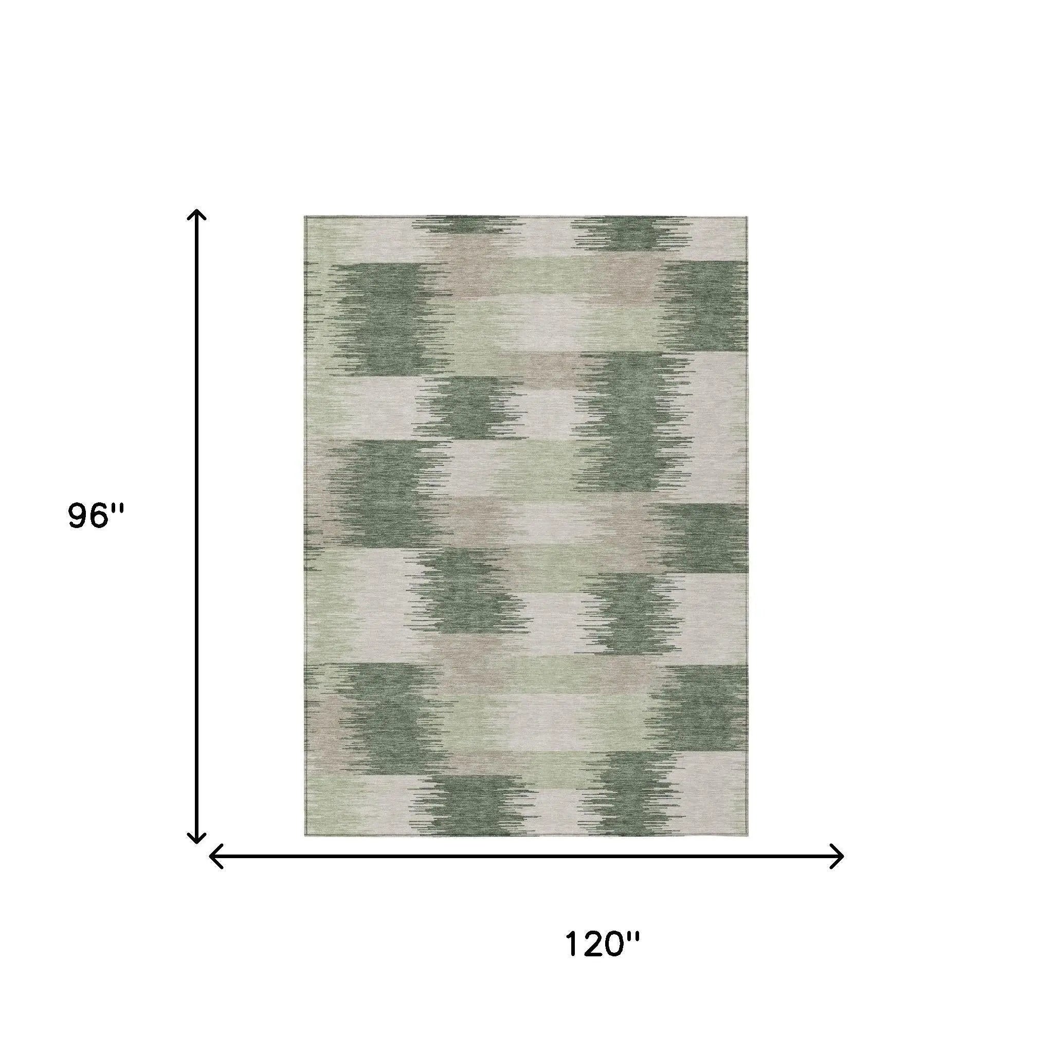 8' X 10' Green And Ivory Geometric Washable Indoor Outdoor Area Rug Homeroots Outdoor