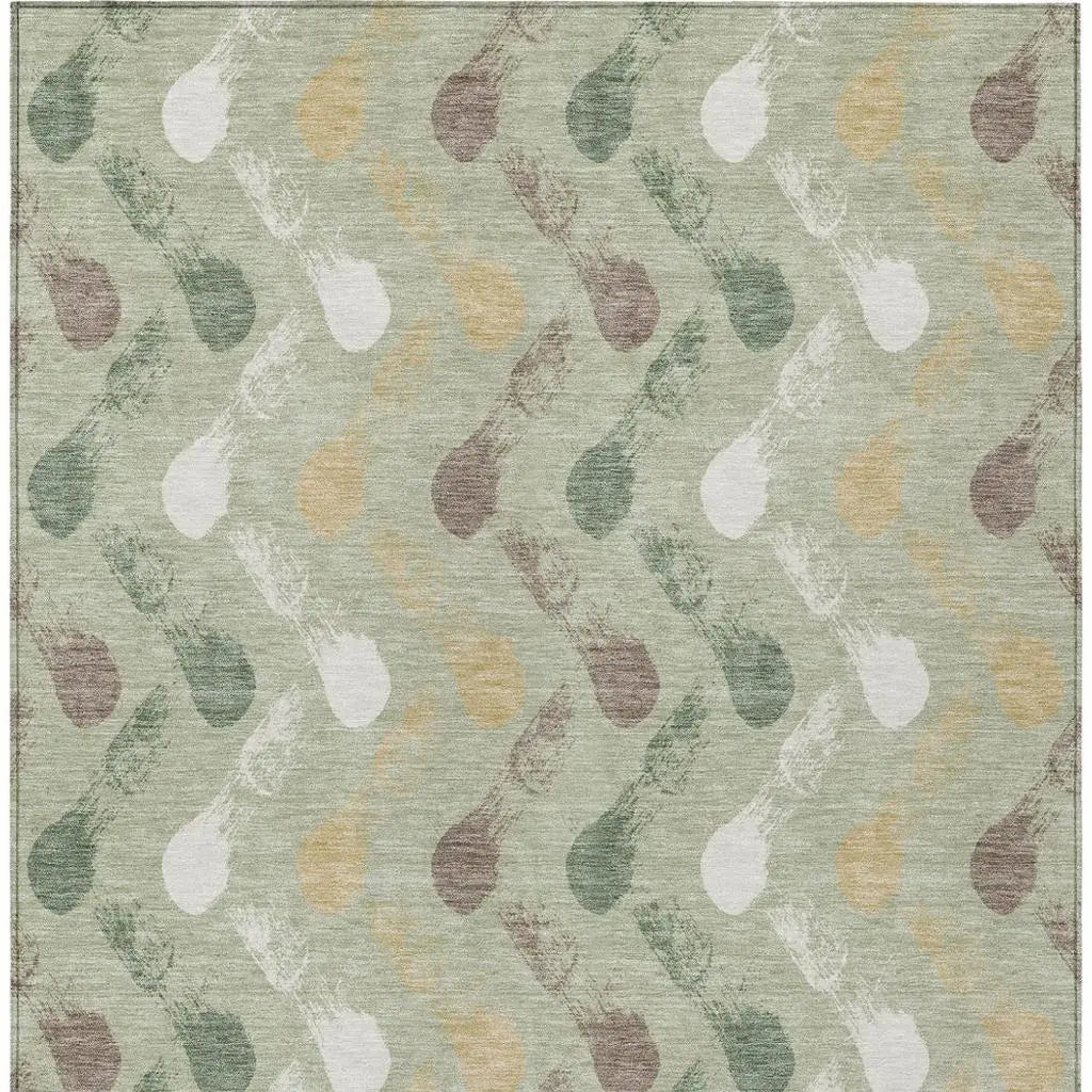8' X 10' Green And Ivory Geometric Washable Indoor Outdoor Area Rug Homeroots Outdoor