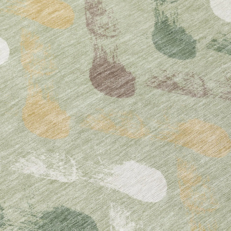 8' X 10' Green And Ivory Geometric Washable Indoor Outdoor Area Rug Homeroots Outdoor