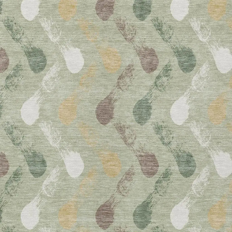 8' X 10' Green And Ivory Geometric Washable Indoor Outdoor Area Rug Homeroots Outdoor