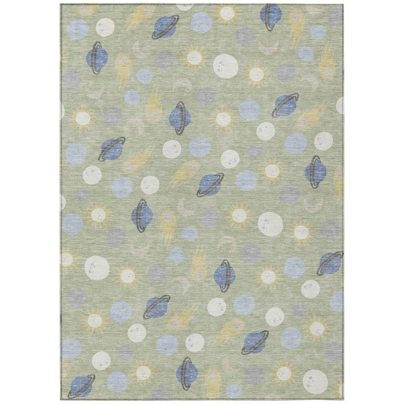 8' X 10' Green And Ivory Geometric Washable Indoor Outdoor Area Rug Homeroots Outdoor