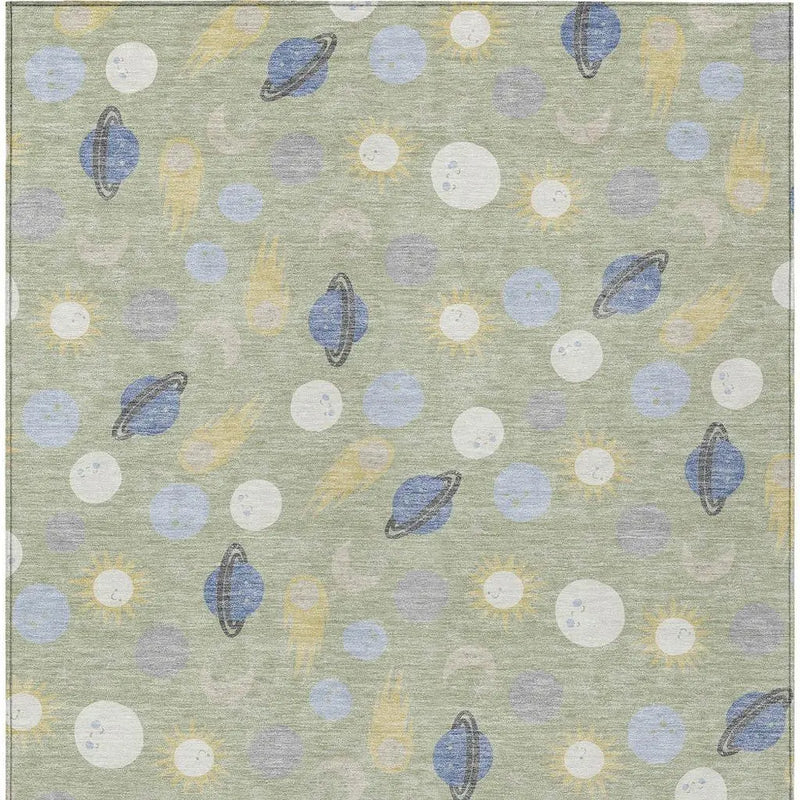8' X 10' Green And Ivory Geometric Washable Indoor Outdoor Area Rug Homeroots Outdoor