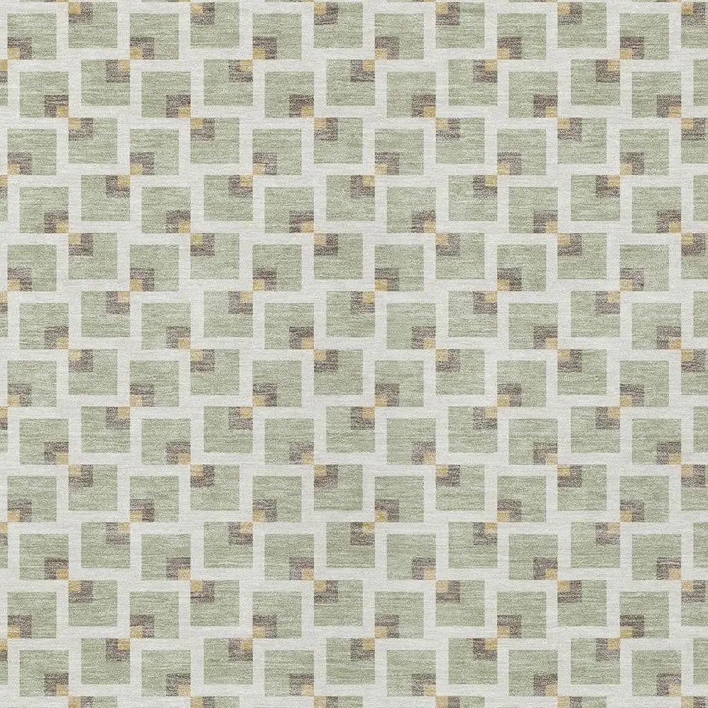8' X 10' Green And Ivory Geometric Washable Indoor Outdoor Area Rug Homeroots Outdoor